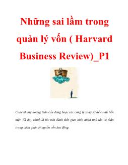 Những sai lầm trong quản lý vốn ( Harvard Business Review)