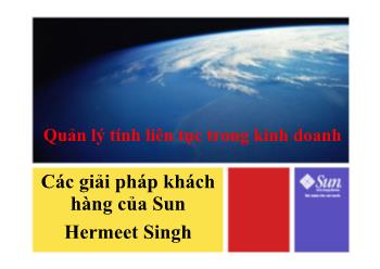 Quản lý tính liên tục trong kinh doanh Các giải pháp khách hàng của Sun Hermeet Singh