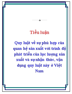 Tiểu luận Quy luật về sự phù hợp của quan hệ sản xuất với trình độ phát triển của lực lượng sản xuất và sự nhận thức, vận dụng quy luật này ở Việt Nam