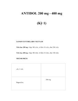ANTIDOL 200 mg -400 mg (Kỳ 1)