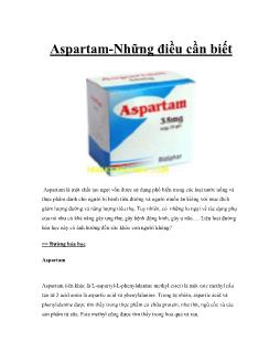 Aspartam - Những điều cần biết