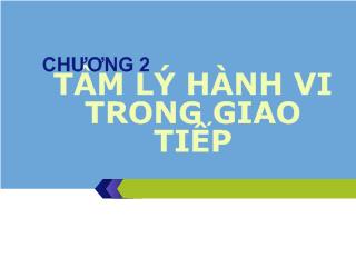 Bài giảng Tâm lý hành vi trong giao tiếp