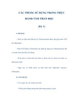 Các thuốc sử dụng trong thực hành tâm thần học (kỳ 1)