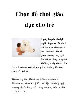 Chọn đồ chơi giáo dục cho trẻ