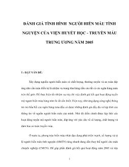 Đánh giá tình hình người hiến máu tình nguyện của viện huyết học -Truyền máu trung ương năm 2005