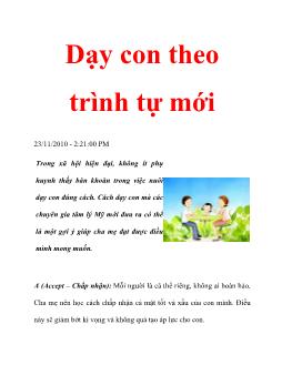 Dạy con theo trình tự mới