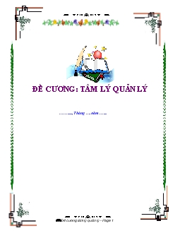 Đề cương : tâm lý quản lý