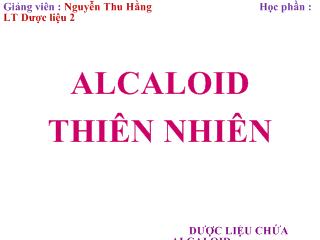 Đề tài Alcaloid thiên nhiên