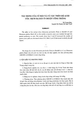 Đề tài Tác dụng của củ mài và củ mọc trên đọ Acid của dịch dạ dày ở chuột cống trắng
