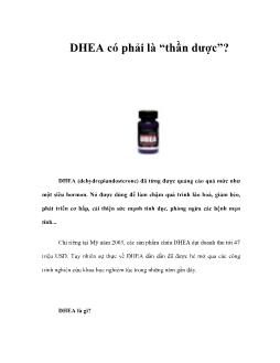DHEA có phải là “thần dược”?