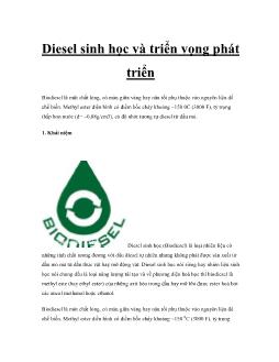 Diesel sinh học và triển vọng phát triển