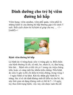 Dinh dưỡng cho trẻ bị viêm đường hô hấp