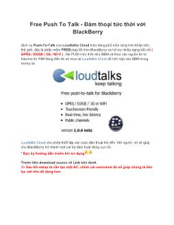 Free Push To Talk - Đàm thoại tức thời với BlackBerry