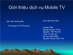Giới thiệu dịch vụ mobile TV