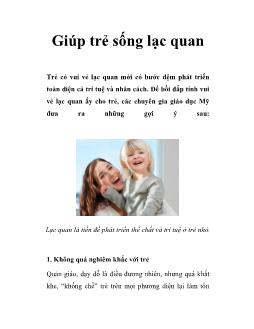 Giúp trẻ sống lạc quan