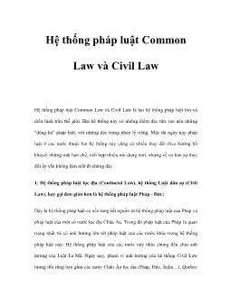 Hệ thống pháp luật Common Law và Civil Law