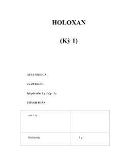 Holoxan (kỳ 1)