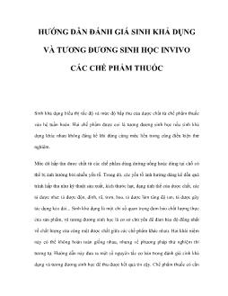 Hướng dẫn đánh giá sinh khả dụng và tương đương sinh học invivo các chế phẩm thuốc