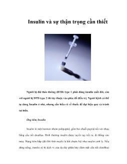 Insulin và sự thận trọng cần thiết