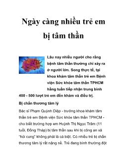 Ngày càng nhiều trẻ em bị tâm thần