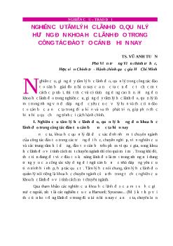 Nghiên cứu tâm lý học lãnh đạo, quản lý hướng đến khoa học lãnh đạo trong công tác đào tạo cán bộ hiện nay