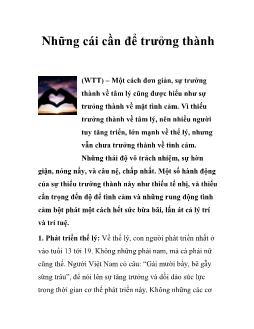 Những cái cần để trưởng thành