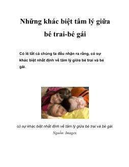 Những khác biệt tâm lý giữa bé trai-bé gái