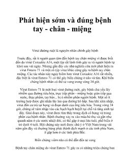 Phát hiện sớm và đúng bệnh tay - Chân - miệng