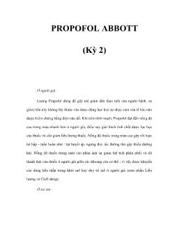 Propofol abbott (kỳ 2)