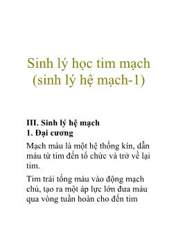 Sinh lý học tim mạch (sinh lý hệ mạch-1)