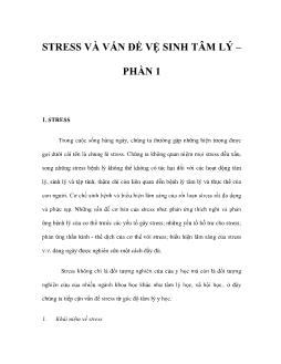 Stress và vấn đề vệ sinh tâm lý – phần 1