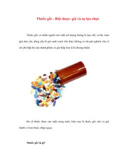 Thuốc gốc -Biệt dược: giá và sự lựa chọn