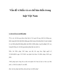 Vấn đề vi hiến và cơ chế bảo hiến trong luật Việt Nam
