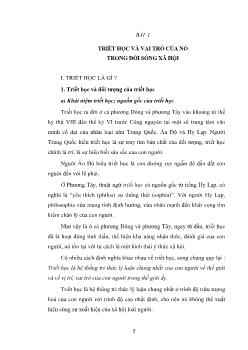 Bài 1: Triết học và vai trò của nó trong đời sống xã hội
