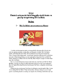 Đề bài Phân tích mối quan hệ biện chứng giữa vấn đề dân tộc và giai cấp trong tư tưởng Hồ Chí Minh.