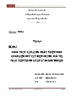 Đề tài Cách thức vận động, phát triển theo quan điểm duy vật biện chứng - Giá trị thực tiễn trong quản lý doanh nghiệp