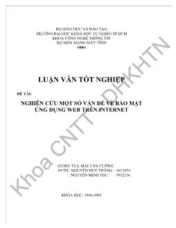 Đề tài Nghiên cứu một số vấn đề về bảo mật ứng dụng web trên Internet