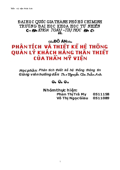 Đề tài Phân tích và thiết kế hệ thống quản lý khách hàng thân thiết của thẩm mỹ viện