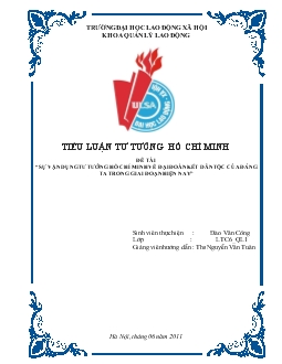 Đề tài Sự vận dụng tư tưởng hồ chí minh về đại đoàn kết dân tộc của đảng ta trong giai đoạn hiện nay