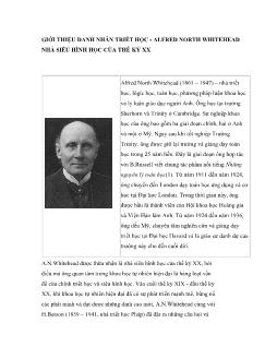 Giới thiệu danh nhân triết học -Alfred north whitehead nhà siêu hình học của thế kỷ XX
