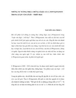 Luận văn Những tư tưởng thực chứng lôgíc của l.wittgenstein trong lôgíc - Triết học