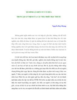 Mô hình cổ điển về văn hóa trong quan niệm của các nhà triết học trước