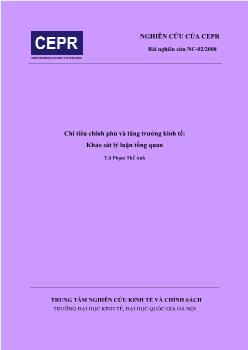 Nghiên cứu của CEPR Chi tiêu chính phủ và tăng trưởng kinh tế: khảo sát lý luận tổng quan