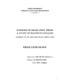Summary of graduation thesis a study of blends in english