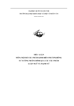 Tiểu luận Một số tác phẩm kinh điển phương đông tư tưởng nhân chính qua các tác phẩm luận ngữ và mạnh tử