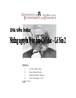 Tiểu luận Những nguyên lý cơ bản chủ nghĩa Mác – Lê Nin 2