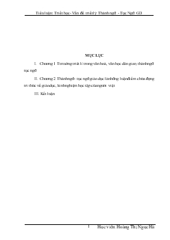Tiểu luận Triết học - Vấn đề triết lý thành ngữ - Tục ngữ giáo dục