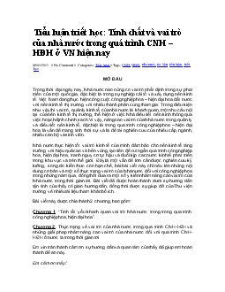 Tính chất và vai trò của nhà nước trong quá trình công nghiệp hóa - Hiện đai hóa tại Việt Nam hiện nay