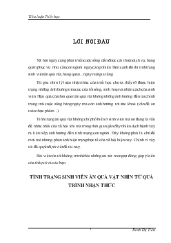 Tình trạng sinh viên ăn quà vặt nhìn từ quá trình nhận thức