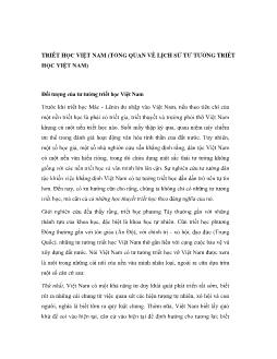 Triết học Việt Nam (tổng quan về lịch sử tư tưởng triết học Việt Nam)